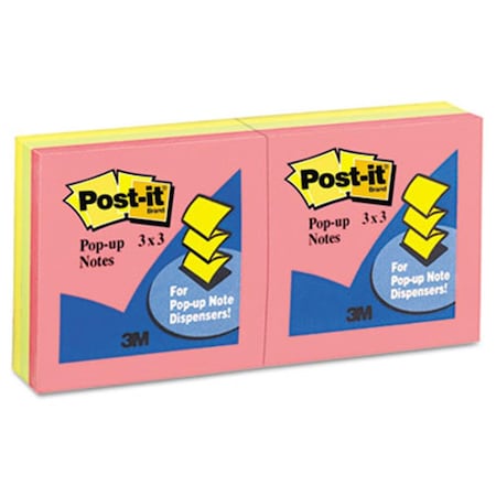 Post-It Sticky note Pop-up Notes  Pop-Up Note Refill- 3 x 3- Five Neon Colors- 100-Sheet Pads, 6PK PO31945
